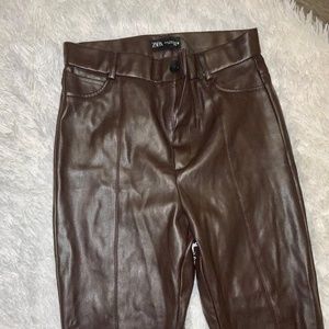 Zara faux leather brown pants